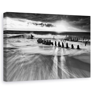 Tablou canvas - Lumina Calda A Soarelui, Plaja, Surf, Vapor, Epava, Soare, 40 x 60 cm