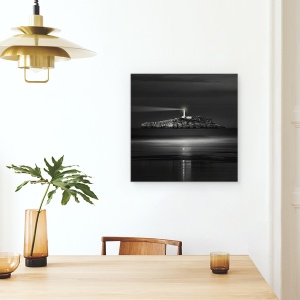 Tablou canvas - Lumina Care Ne Ghideaza, Alb-Negru, Mare, Arhitectura, Far, 90 x 90 cm - Img 4