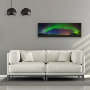 Tablou Canvas - Lumini De Nord, Cer, Noapte, Luna, Peisaj, 30 x 90 cm - Img 2