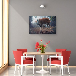 Tablou canvas - Mama Si Puiul, Ireal, Caprioara, Animal, Dragut, 40 x 60 cm - Img 4