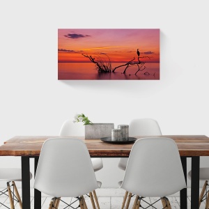 Tablou decorativ canvas apus cu nori și crengi fine