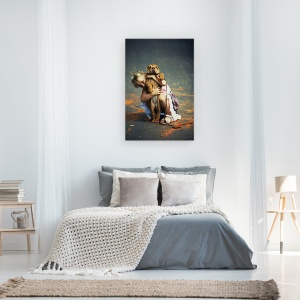 Tablou canvas - Maria Si Milena, Fericit, Caine, Pet, Fata, Portret, 40 x 60 cm - Img 3