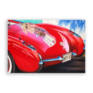 Tablou Canvas - Masina, Retro, Oldtimer, Rosu, Cabriolet, 80 x 120 cm