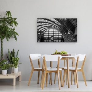Tablou canvas - Melcul Timpului, Orsay, Muzeu, Paris, Plafon, Alb-Negru, 50 x 80 cm - Img 4