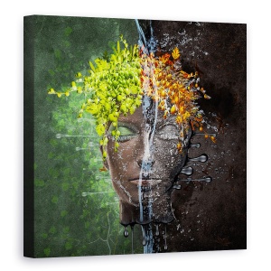 Tablou canvas - Metomorfoza, Fata, Frunze, Abstract, Primavara, Toamna, 90 x 90 cm