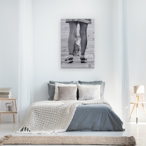 Tablou canvas - Mica Rugaciune, Pisica, Alb-Negru, Arunca O Privire, Umor, 40 x 60 cm - Img 3