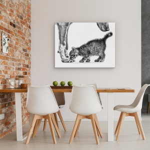 Tablou canvas - Miroase-Ma, Pisica, Caine, Intalni, Prietenos, 50 x 70 cm - Img 4