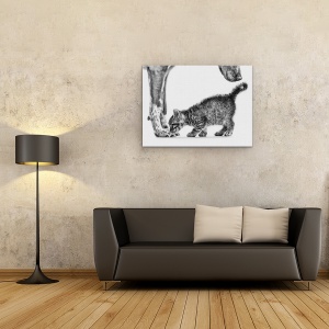 Tablou canvas - Miroase-Ma, Pisica, Caine, Intalni, Prietenos, 60 x 80 cm - Img 2