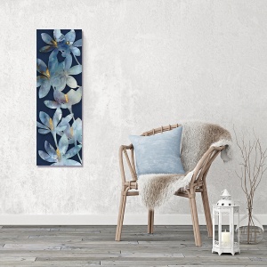 Tablou decorativ floare albastră pe canvas 30x90 cm