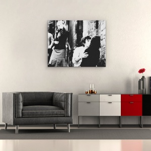 Tablou canvas - Momente Furate, Dragoste, Stare De Spirit, Strada, Cuplu, Sarut, 60 x 75 cm - Img 2