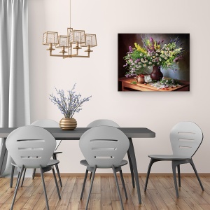 Tablou Canvas - Natura Moarta Cu Flori Salbatice Si Fructe De Padure, Vara, 40 x 50 cm - Img 4