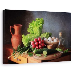 Tablou canvas - Natura Moarta Cu Legume, Bucatarie, Rustic, 60 x 90 cm