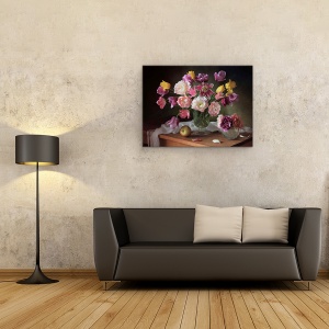 Tablou Canvas - Natura Moarta Cu Un Buchet De Lalele, 60 x 80 cm - Img 2