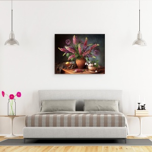 Tablou Canvas - Natura Moarta Cu Un Buchet De Lupin, 40 x 50 cm - Img 3