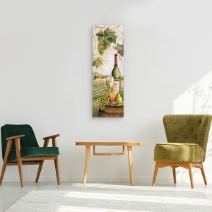 Tablou canvas - Natura Moarta, Vin, Struguri, Peisaj, Natura, Pictura, 30 x 90 cm - Img 2