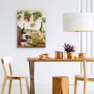 Tablou canvas - Natura Morta, Vin, Branza, Fructe, Peisaj, Natura, Pictura, 50 x 70 cm - Img 4