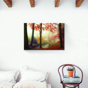 Tablou decorativ canvas natură cu pădure în ceață