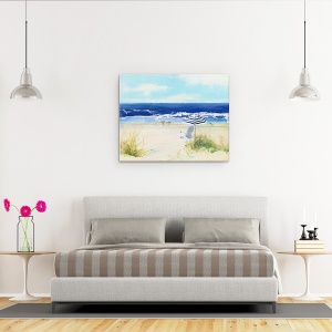 Tablou canvas - Natura, Peisaj, Vara, Mare, Barca Cu Panze, Pescarus, Pictura, 40 x 50 cm - Img 3