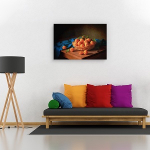 Tablou canvas - Natura statica cu caise, Natura moarta, Caise, Rustic, Cos De Fructe, 40 x 60 cm - Img 2