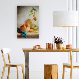 Tablou Canvas - Natura Statica Cu Clementine, Portocale, Clementine, Tabel, Physalis, Fructe, 60 x 90 cm - Img 4