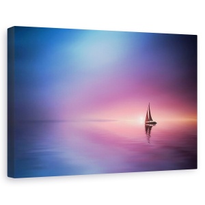 Tablou canvas - Navigand Pe Lac Spre Apus, Mare, Ocean, Apa, Vele, 60 x 90 cm