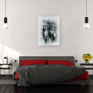 Tablou canvas - Negru De Oxigen, Corp, Figura, Portret, Abur, 75 x 100 cm - Img 3