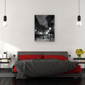Tablou canvas - Ninge, Alb-Negru, Zapada, Ninsoare, Iarna, 75 x 100 cm - Img 3