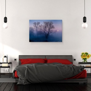 Tablou canvas - O Alta Zi Noua, Iaz, Apa, Dimineata, Copac, Luna, 60 x 90 cm - Img 3