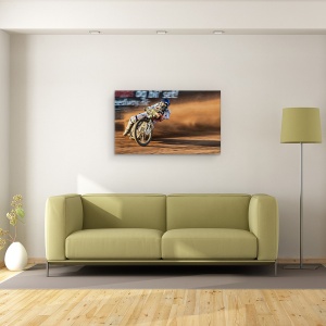 Tablou canvas - O Dara De Praf La Apus De Soare, Autostrada, Danemarca, Actiune, Motocicleta, 50 x 80 cm - Img 2