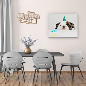 Tablou canvas - O Mica Aniversare, Caine, Bulldog, Engleza, Zi De Nastere, 60 x 75 cm - Img 4