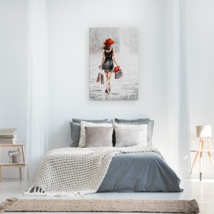 Tablou canvas - Oameni, Femeie, Rochie Neagra, Cumparaturi, Pictura, 80 x 120 cm - Img 3