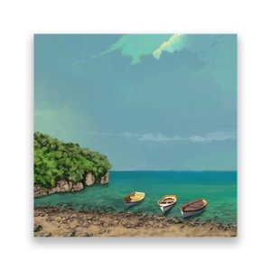 Tablou Canvas - Ocean, Barci, Mal, Insula, 60 x 60 cm