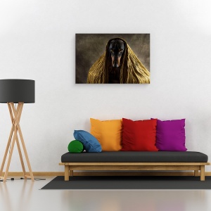 Tablou canvas - Ochi De Aur, Caini, Stralucitoare, Studio, Maro, 60 x 90 cm - Img 2