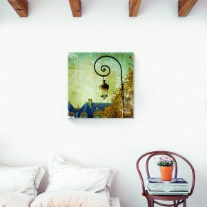 Tablou canvas decorativ cu scena pariziană și lampadar vintage