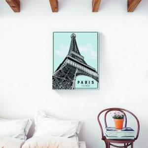 Tablou canvas decorativ modern cu Turnul Eiffel în albastru 60x75 cm