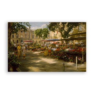 Tablou Canvas - Oras, Piata, Flori, Pictura, 80 x 120 cm