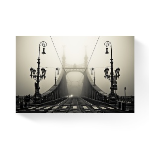 Tablou Canvas - Oras, Pod, Arhitectura, Ceata, Alb/Negru, 80 x 120 cm