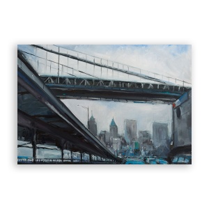 Tablou Canvas - Oras, Pod, Cladiri, Pictura, 60 x 90 cm