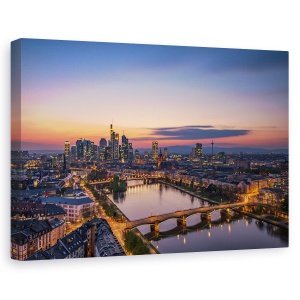 Tablou canvas - Orizont Peste Frankfurt La Apus, Oras, Peisaj Urban, Cer, Germania, 60 x 90 cm