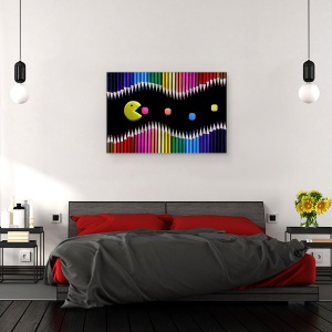 Tablou canvas - Packman, Pacman, Creioane, Curcubeu, Colorat, Culori, 40 x 60 cm - Img 3