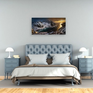 Tablou canvas - Panorama, Ryten, Lofoten, Norvegia, Iarna, Peisaj, 50 x 100 cm - Img 3