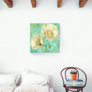 Tablou decorativ canvas vintage cu păpădie pe fundal alb 60x60 cm