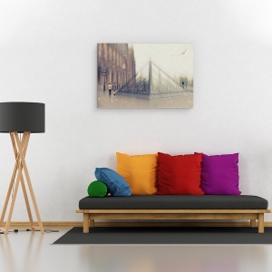 Tablou canvas - Parisul Se Trezeste, Franta, Luvru, Om, Femeie, 60 x 90 cm - Img 2