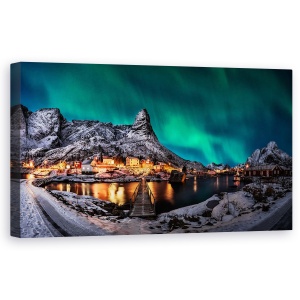Tablou canvas - Pasarela Boreala, Lofoten, Cladiri, Case, 50 x 100 cm