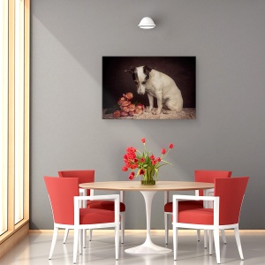 Tablou canvas - Pe Masura Ce Trece Timpul, Caini, Studio, Animale, Trandafiri, 60 x 90 cm - Img 4