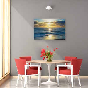 Tablou canvas - Peisaj, Natura, Mare, Valuri, Nisip, Apus De Soare, Raze De Lumina, 60 x 90 cm - Img 4