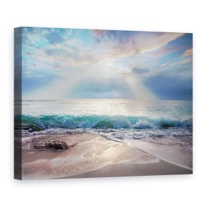 Tablou canvas - Peisaj, Natura, Nisip, Valuri, Mare, Raze De Soare, 50 x 70 cm