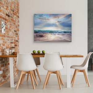 Tablou canvas - Peisaj, Natura, Nisip, Valuri, Mare, Raze De Soare, 60 x 80 cm - Img 4