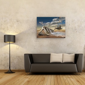 Tablou canvas - Pescarus, Barca, Pescarus, Apa, Blocati, Epava, 50 x 70 cm - Img 2