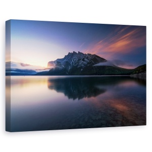 Tablou canvas - Pescuit pe lacul Minnewanka, Peisaj, Canada, Reflectie, 60 x 90 cm